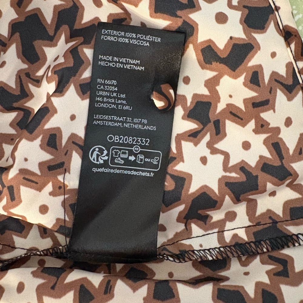 NWOT Anthropologie Geometric Star Dress in Black and Brown. Size Large Pettie. - Picture 6 of 9